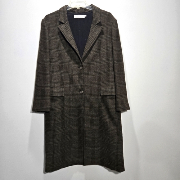 Lightweight Longline Coat Wool Blend Lined Pockets M - Picture 2 of 12